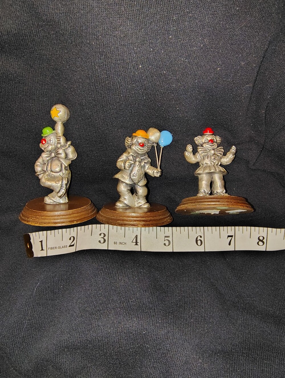 Set Of 3 Vintage Pewter Clown Figurines